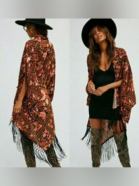 NWT RARE Spell x Free People Babushka Fringe Rose Kimono